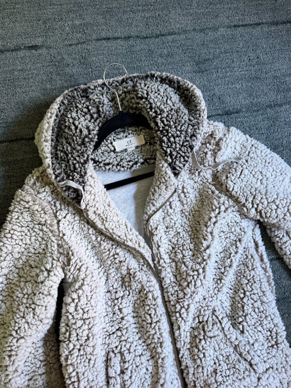 Thread + Supply Sherpa Hooded Jacket — Ivory/Grey | XS